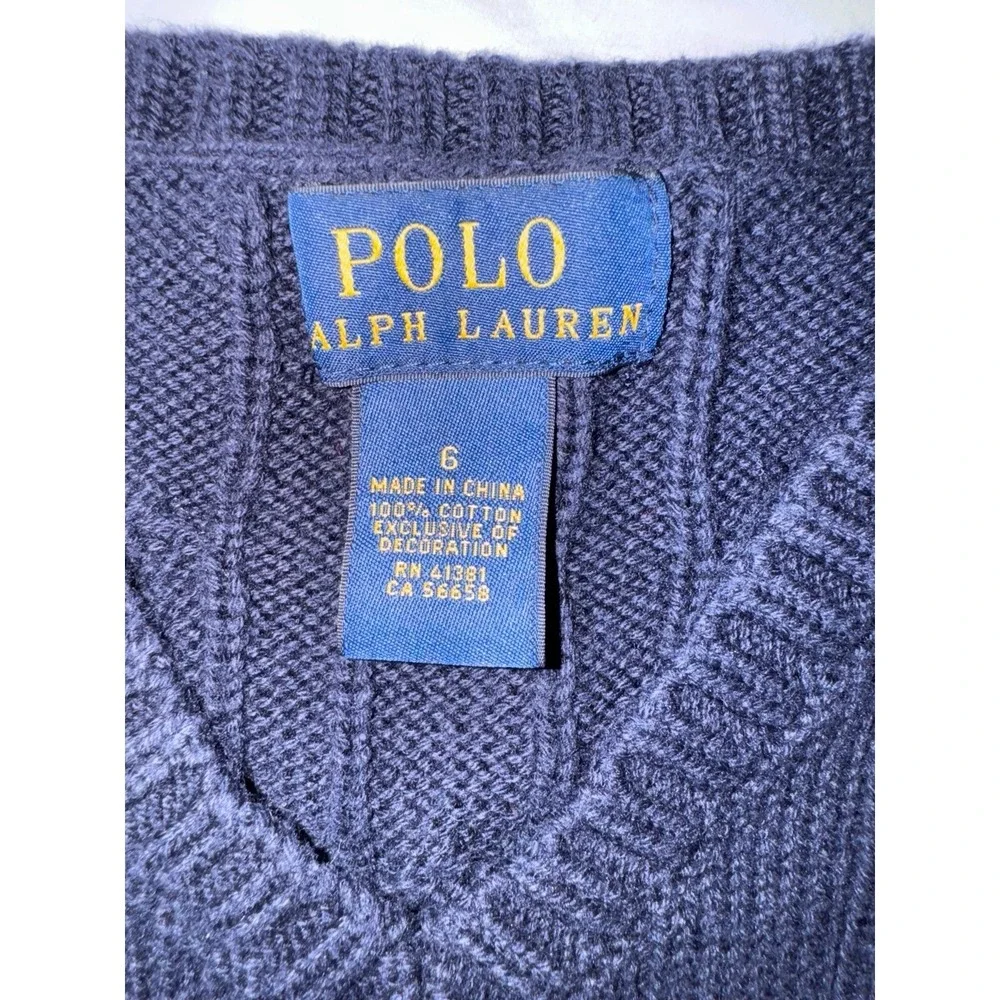 Polo Ralph Lauren boys cable knit blue vest‎ size 6